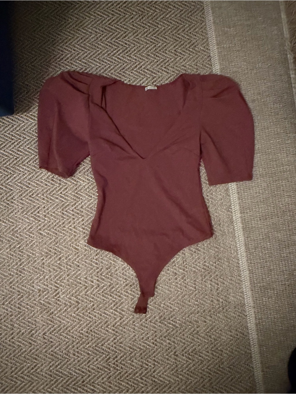 Free People Va Va Voop Puff-Sleeve One-Piece Bodysuit